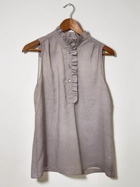 J. Crew Lavender Sleeveless Ruffle Neck Blouse